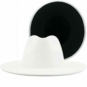 White with Black base Unisex Fedora Hat